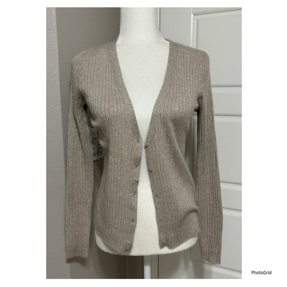 a new day Sweaters - a new day Tan Shimmer Button Down Cardigan